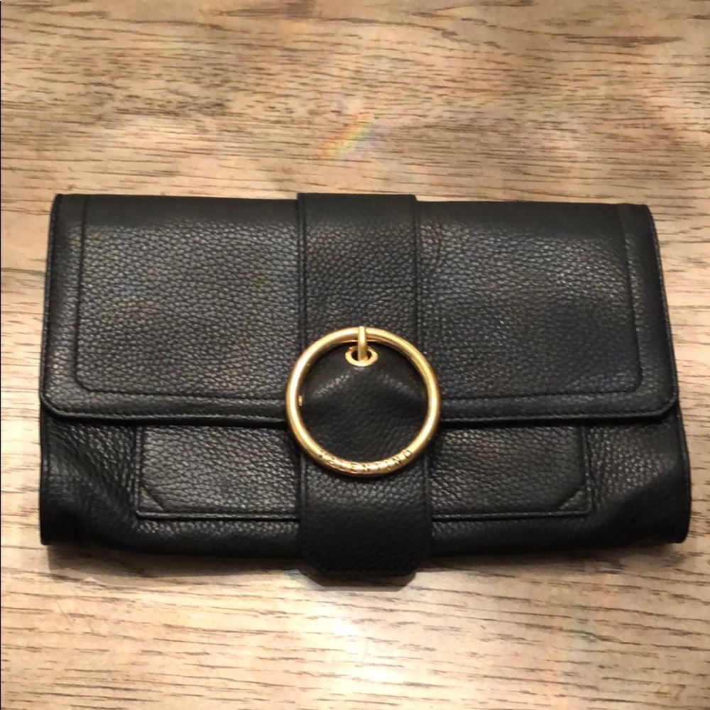 Do Mario Valentino Black Leather Clutch